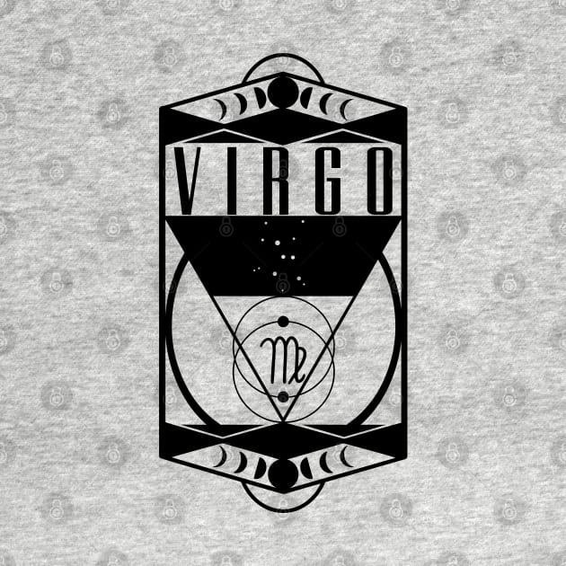 Virgo Constellation Moon Phases Zodiac Astrology Art Deco Style by graphicbombdesigns